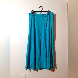 Norton McNaughton Teal Blue Skirt Long Prarie Boho Peasant  Maxi Skirt Size 10